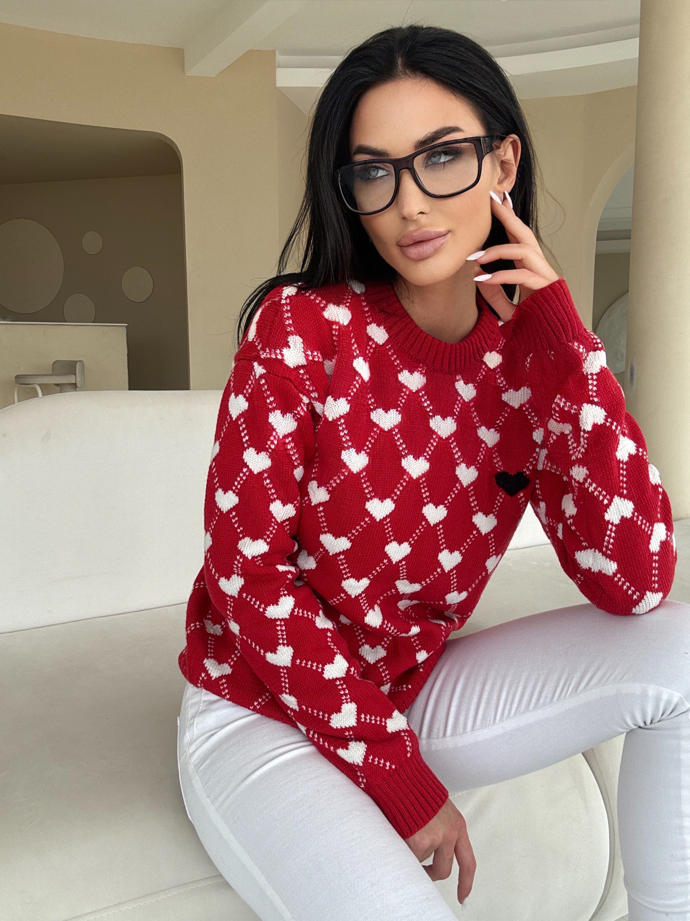 Knit printed sweaters