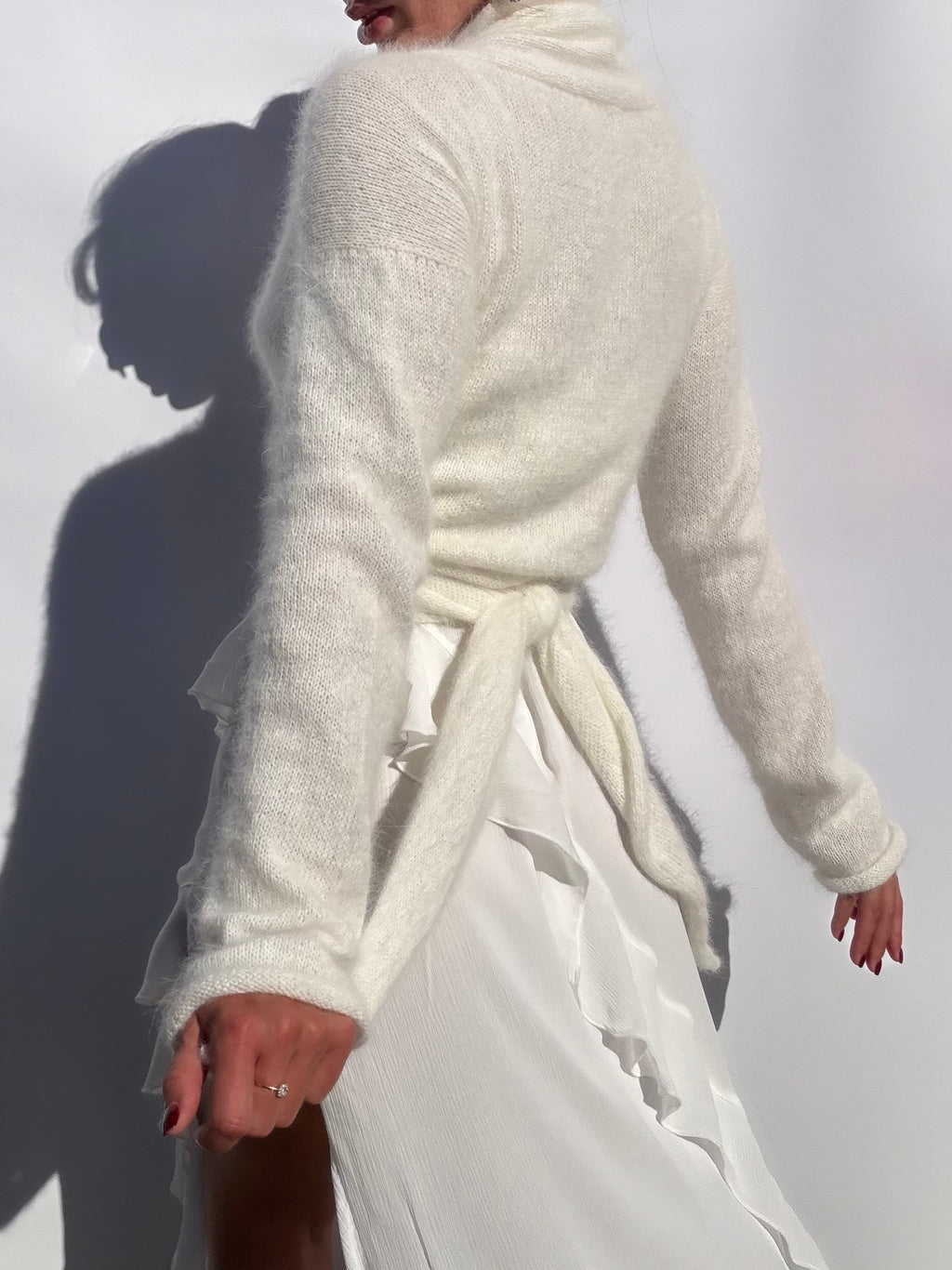 Pull de mariée en angora | Boléro de mariage ivoire | Couvre-épaules de mariée romantique à manches longues | Pull de mariage fait sur commande