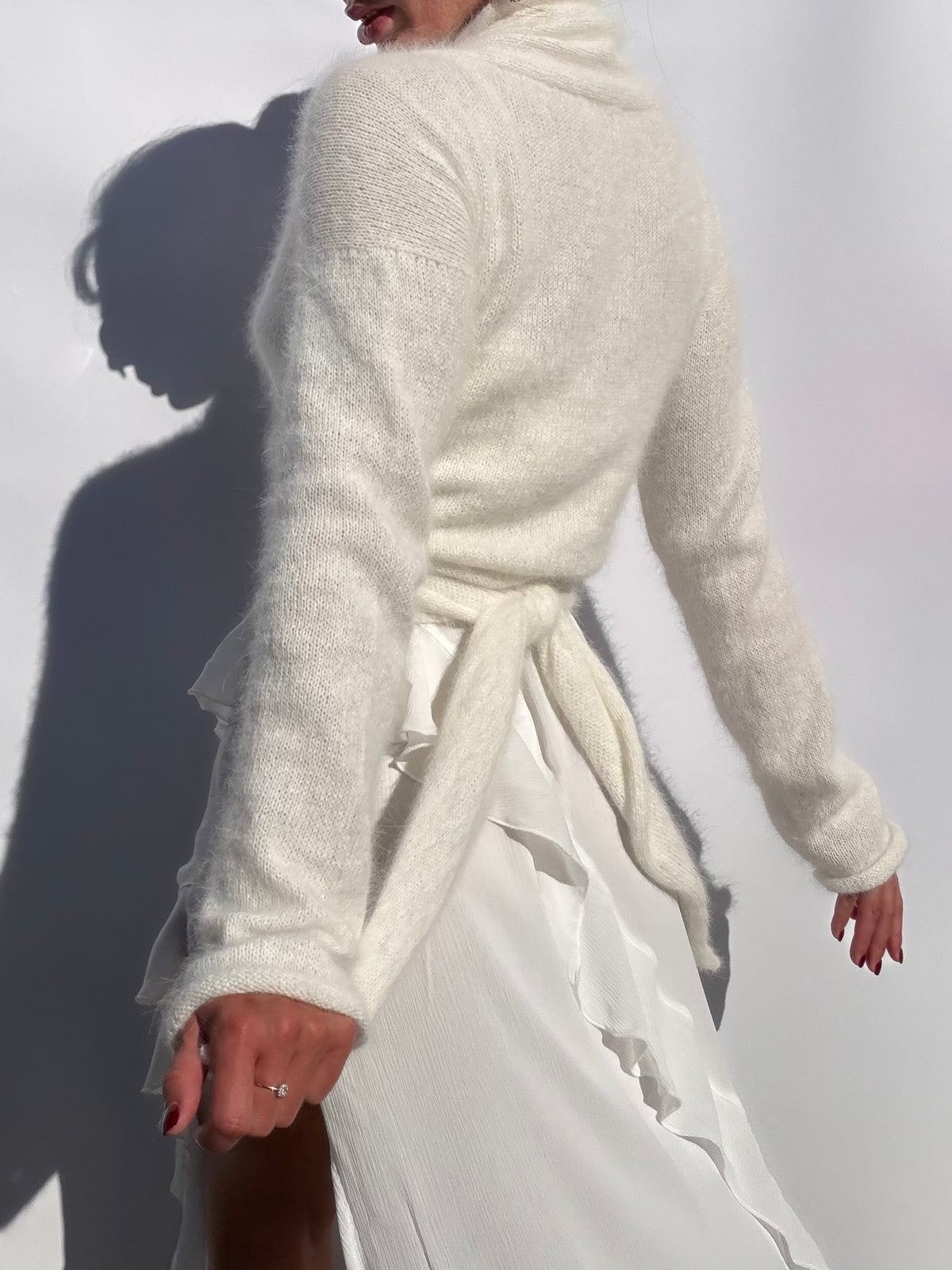 Pull de mariée en angora | Boléro de mariage ivoire | Couvre-épaules de mariée romantique à manches longues | Pull de mariage fait sur commande