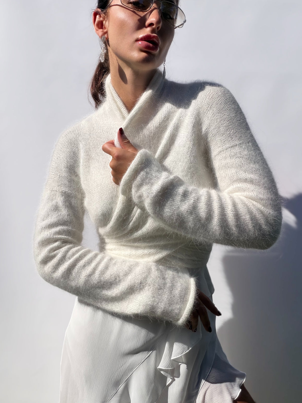 Pull de mariée en angora | Boléro de mariage ivoire | Couvre-épaules de mariée romantique à manches longues | Pull de mariage fait sur commande