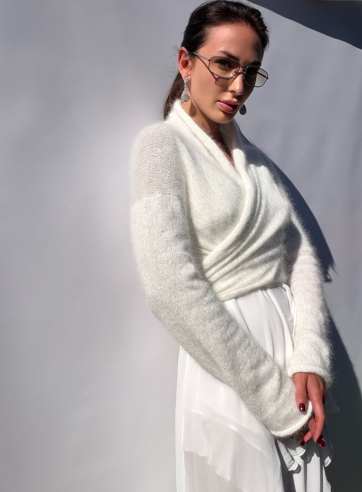 Pull de mariée en angora | Boléro de mariage ivoire | Couvre-épaules de mariée romantique à manches longues | Pull de mariage fait sur commande