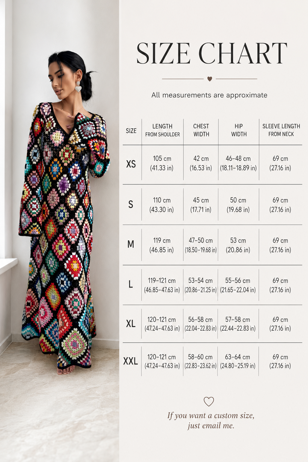 Crochet black Maxi granny square dress Crochet afghan dress Boho crochet Colourful dress cotton dress Festival Clothing Vintage Style Dres
