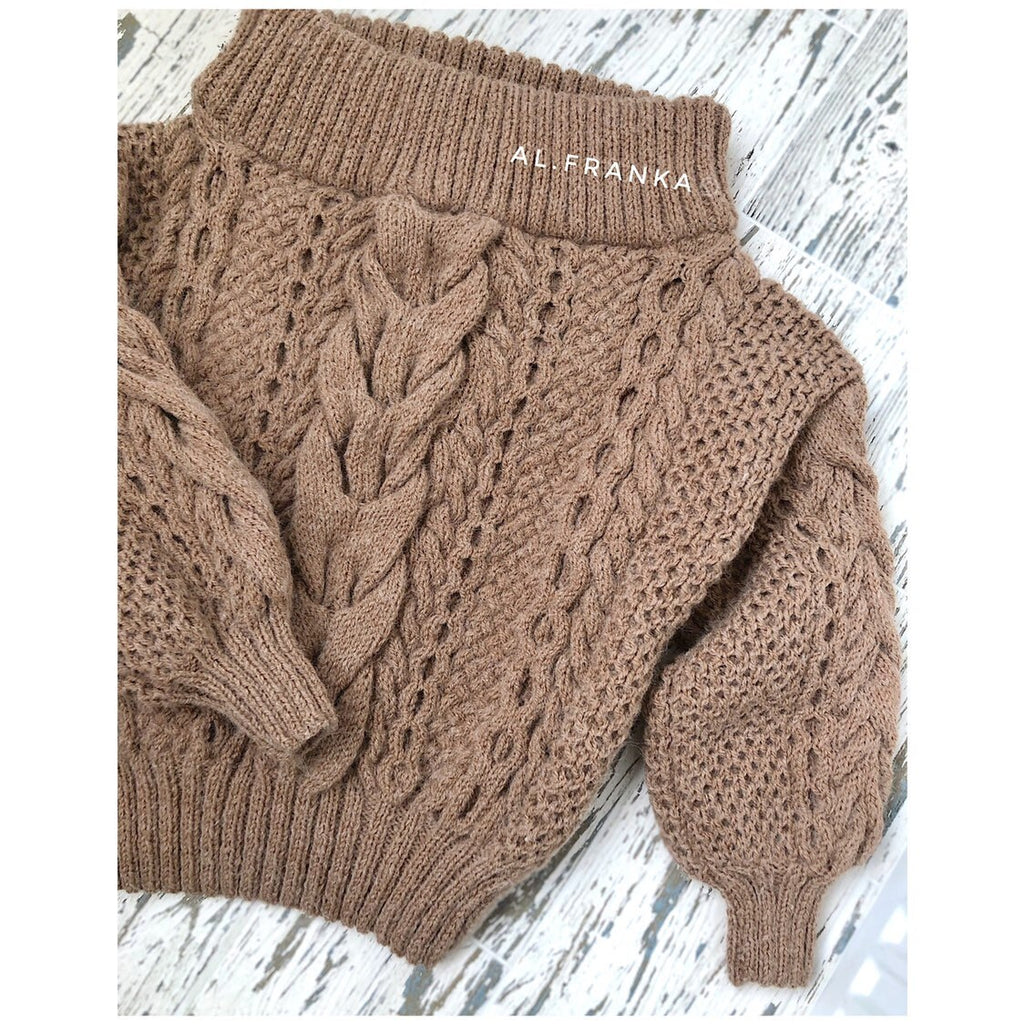 Beige Brown pastel hand knit alpaca merino wool sweater woman Cable knit Loose pastel pullover Oversized chunky knit bulky off shoulder