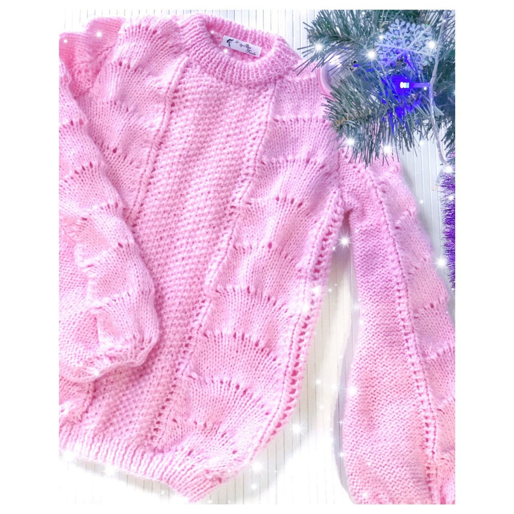 Knitted Winter Womens Mohair Sweater Light Blue Blue Pink Long Sleeve Knitted Pullover Fluffy Puff Sleeve Sweater