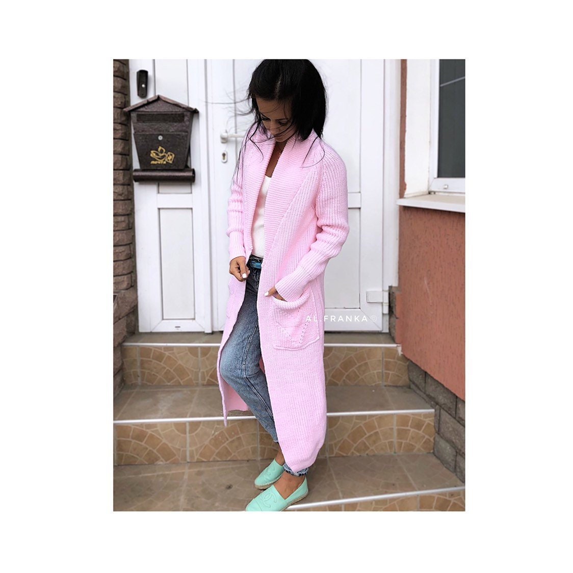 Pink maxi knit Long oversized chunky cardigan Cocoon knit coat Cable knit merino wool maxi knit cardigan womens Chunky eco friendly