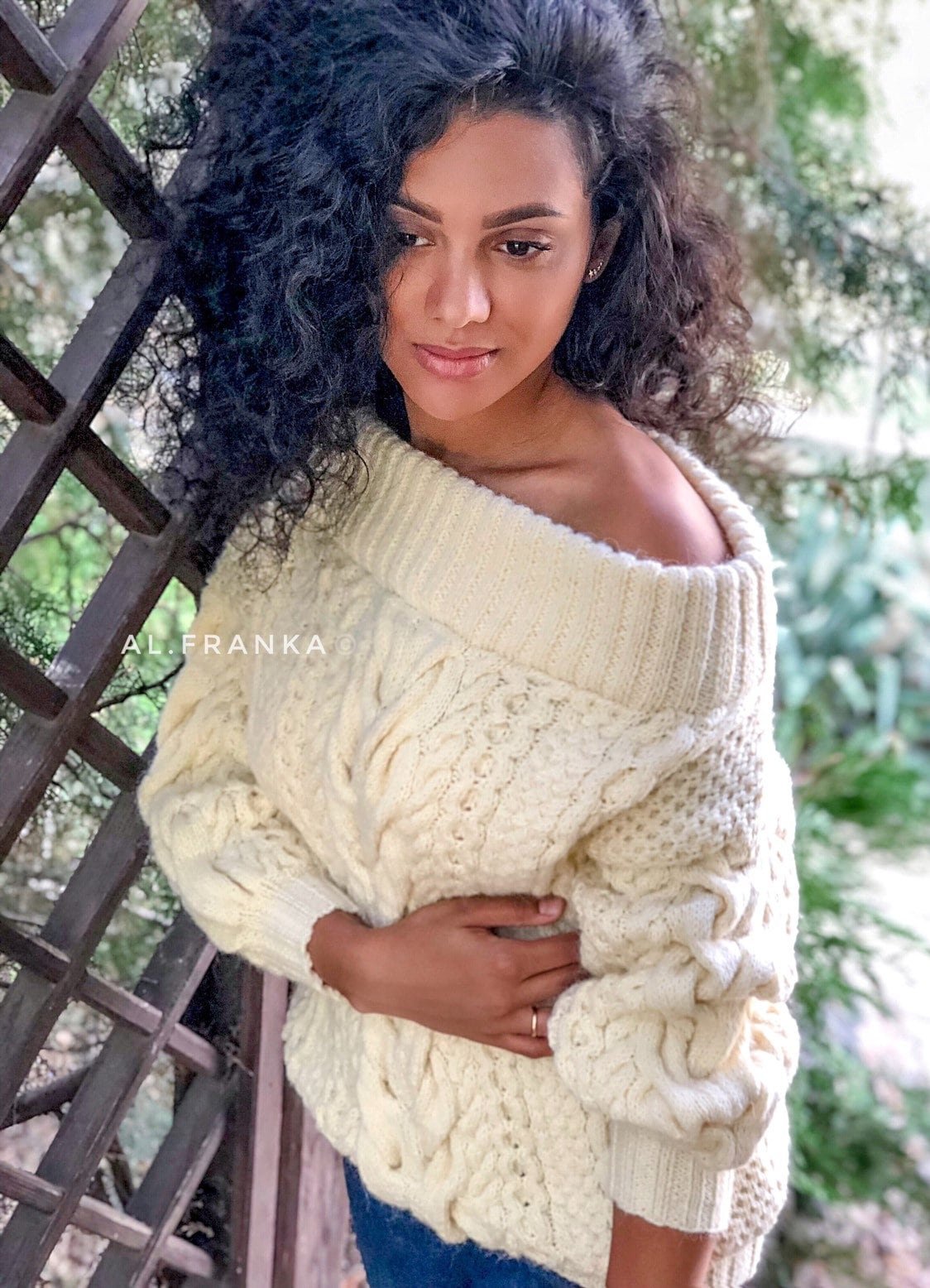 Off the shoulder scream hand knit wool sweater/Cable knit sweater/ Loose knit chunky sweater/knit White pullover/Oversize More colors