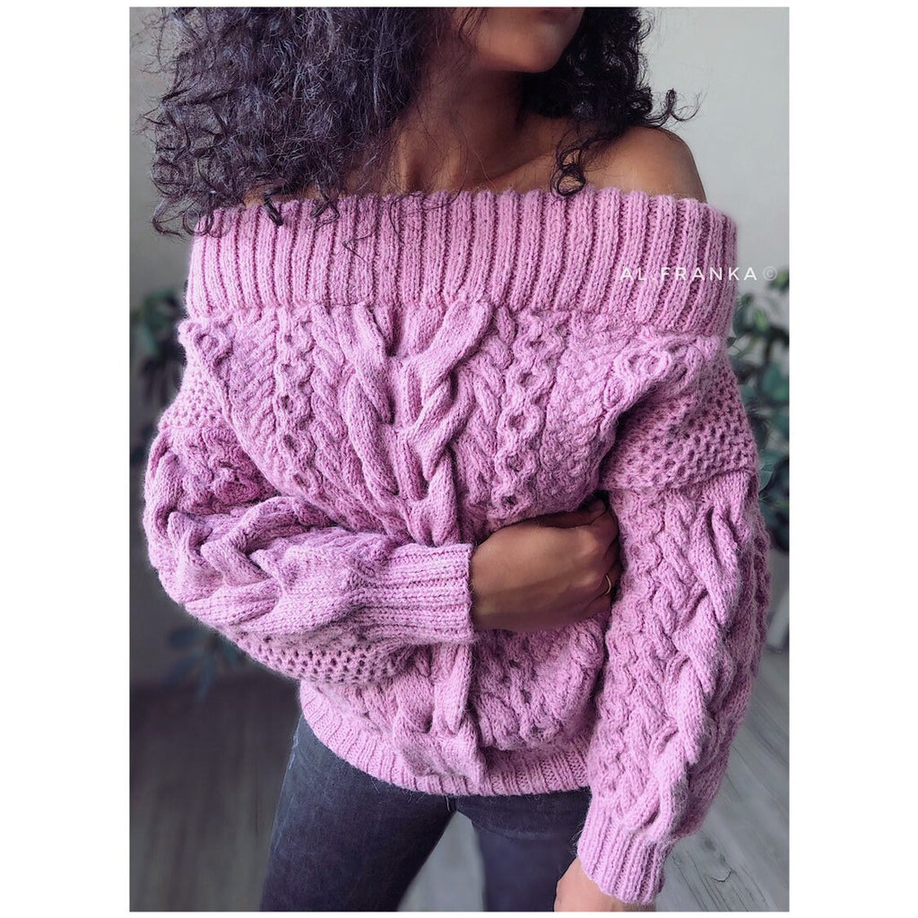 Cable hand knit sweater/ Loose knit/ Oversized sweater/Chunky knit throw /Knitted sweater woman/braid sweater/bulky off shoulder jumper