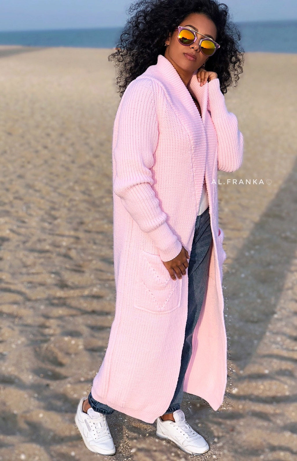 Pink maxi knit Long oversized chunky cardigan Cocoon knit coat Cable knit merino wool maxi knit cardigan womens Chunky eco friendly