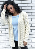 Long hand knit white wool сardigan women/chunky knit cardigan/white knitted jacket/cable knit cardigan/chunky cardigan/2-3 weeks
