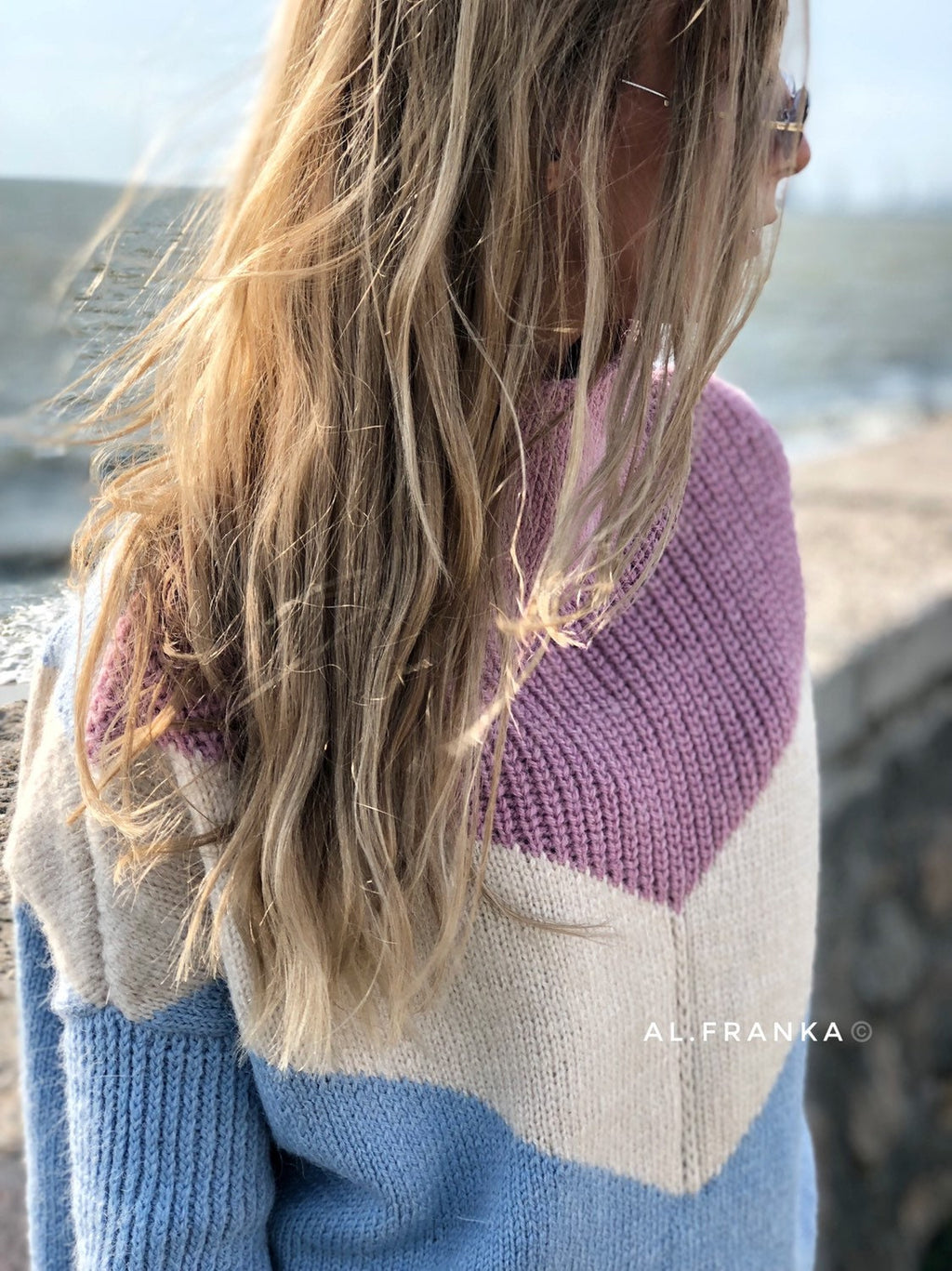 Knit alpaca wool fall sweater high neck turtleneck Light pink blue white Cropped sleeve Oversized jumper Large sweater vintage high collar