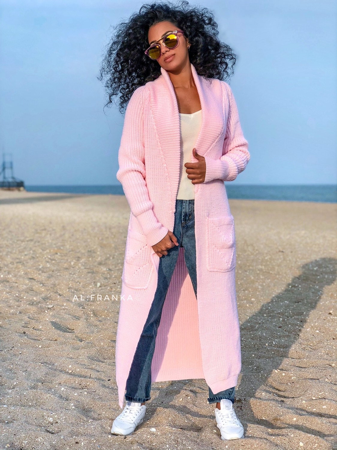 Pink maxi knit cardigan Long oversized chunky jacket Cocoon knit coat Cable knit merino wool maxi knit cardigan womens Chunky eco friendly