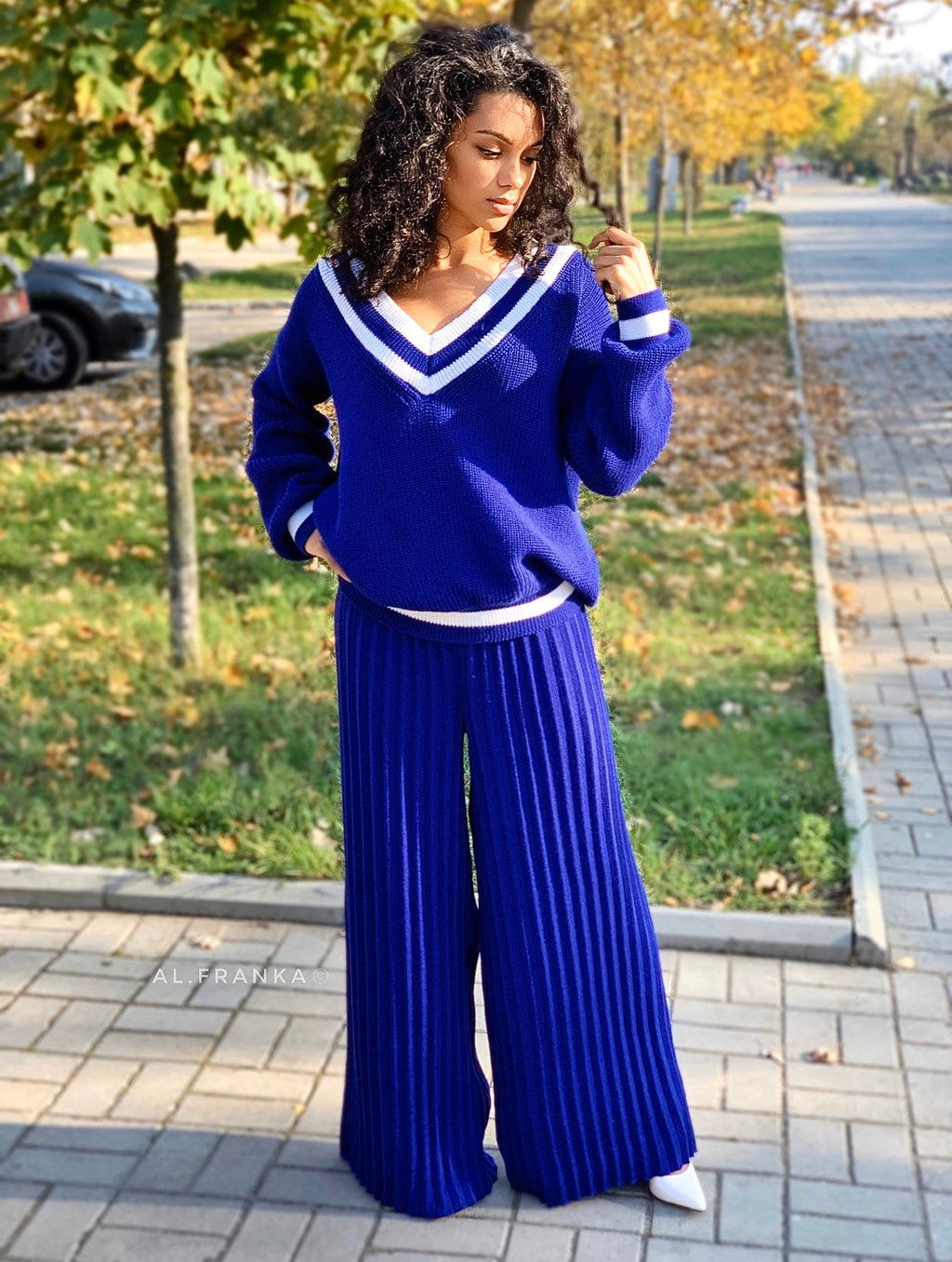 Merino knit women's pants Knitted pleated pants Trousers High waisted trousers for Women Palazzo pants Wide knitted pants