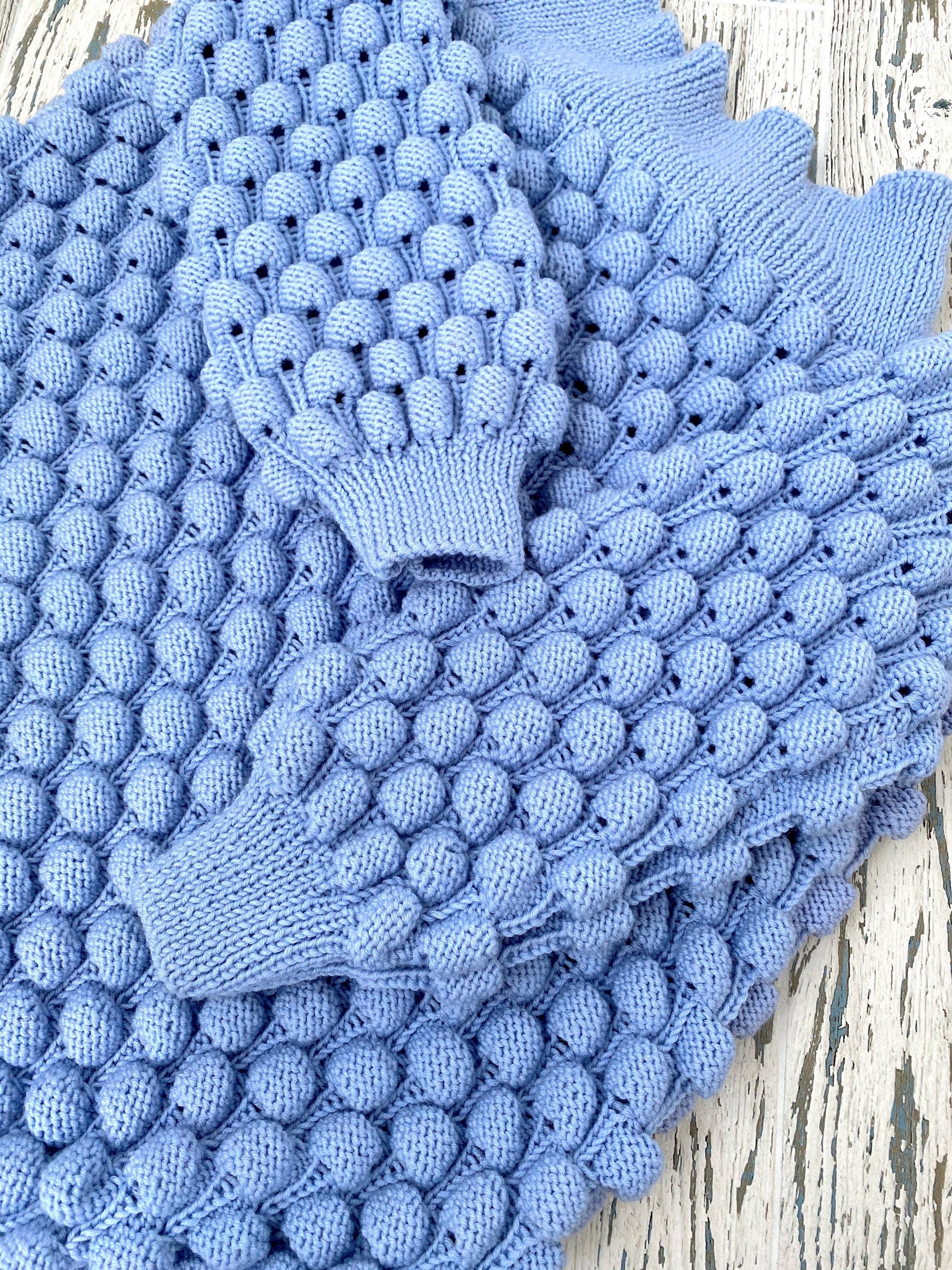 Bubble hand knit long blue sweater dress women Off shoulder merino wool sweater Balloons chunky sweater-dress Cable knit sweater