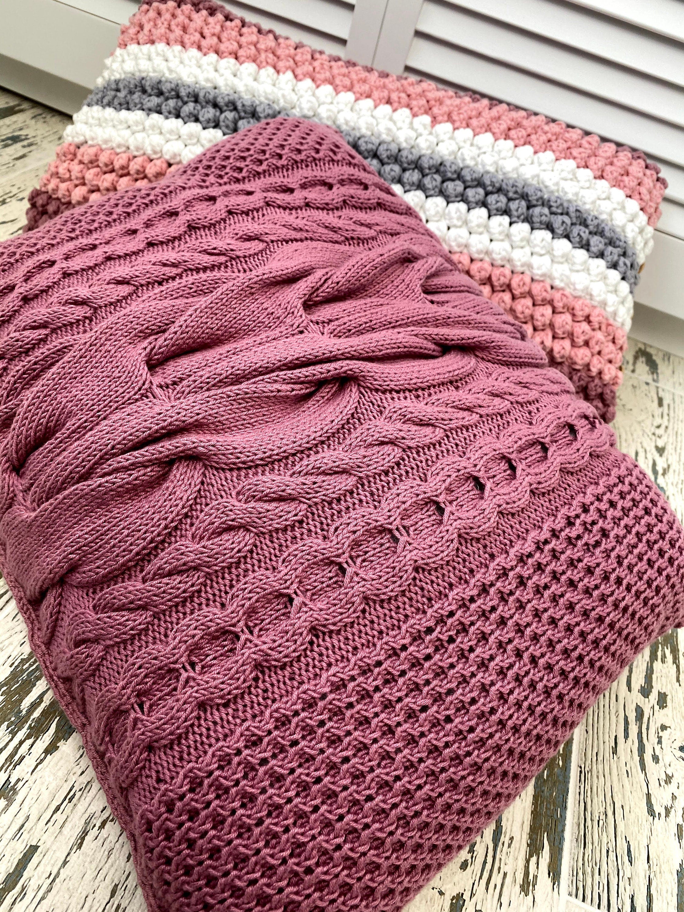 Knit pillows Home boho Decor/kids room decor/pink crocheted pillows bubbles/Cable Knit Pillow Cover/natural cotton pillow Handmade