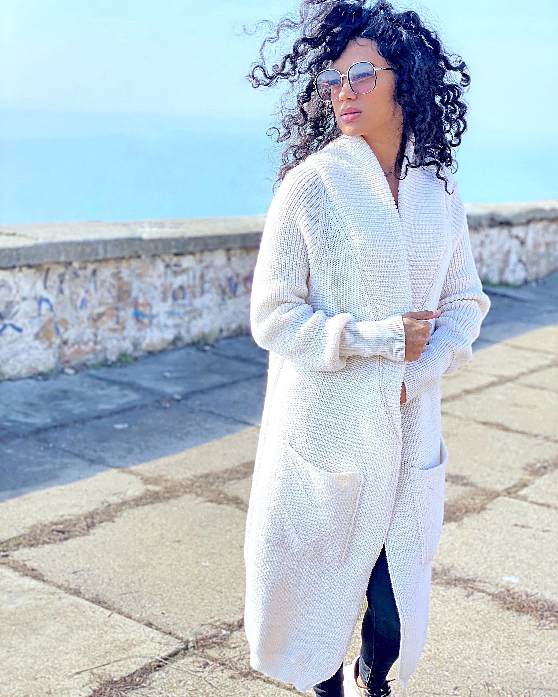 Merino wool chunky knit cardigan White midi Long Maxi Cardigan Long oversized coat Cable knit crochet cardigan sweater Cocoon knit coat