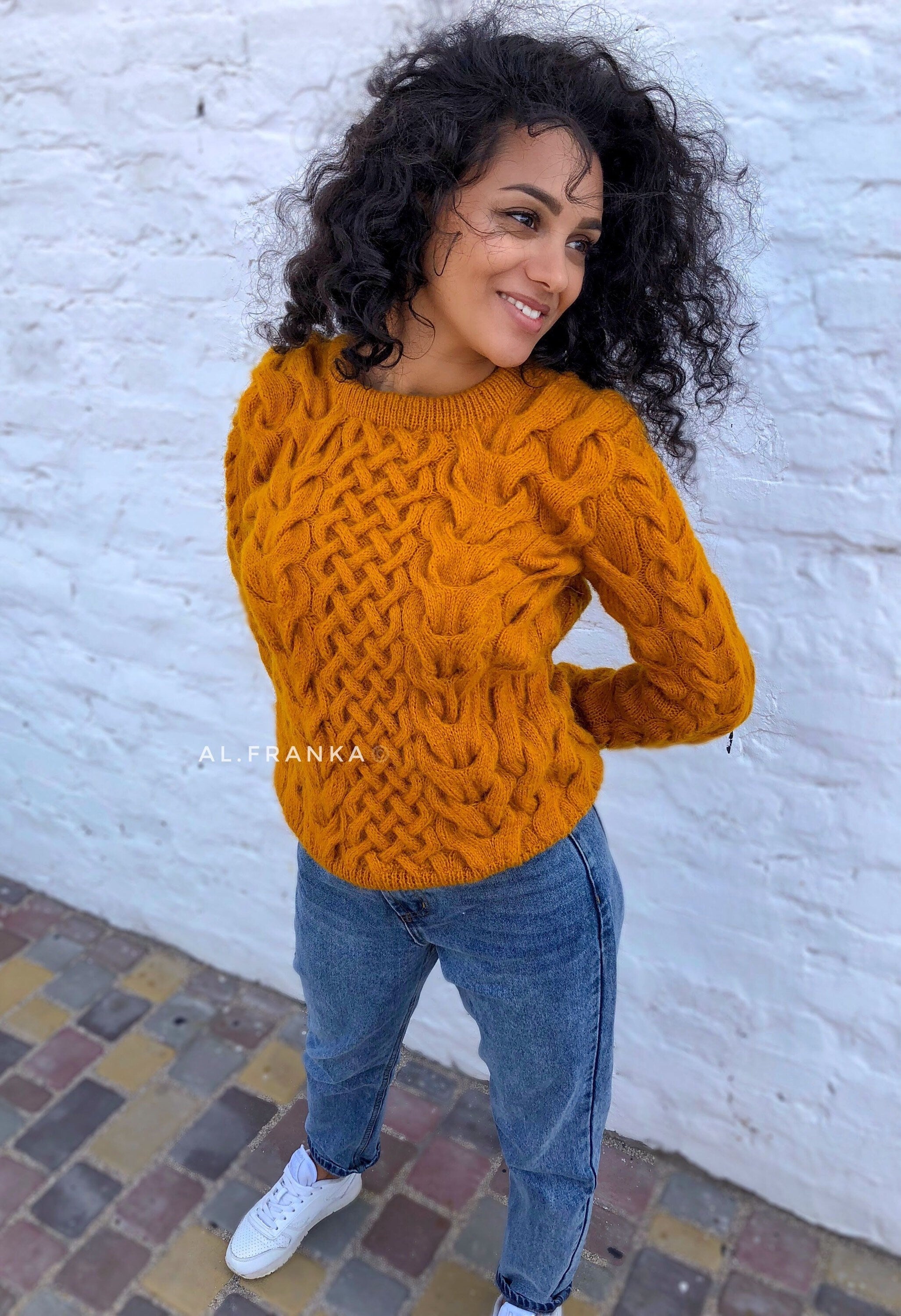 Lilac softy hand knitted crop organic cotton sweater Purple pullover women Cable Knit Sweater Sweater for sensitive skin Gift for Her