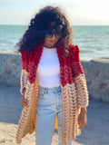 Cable knit wool Lalo midi cardigan women Wool knitted coat Chunky knit Oversized red beige cardigan spikelet/gift for her