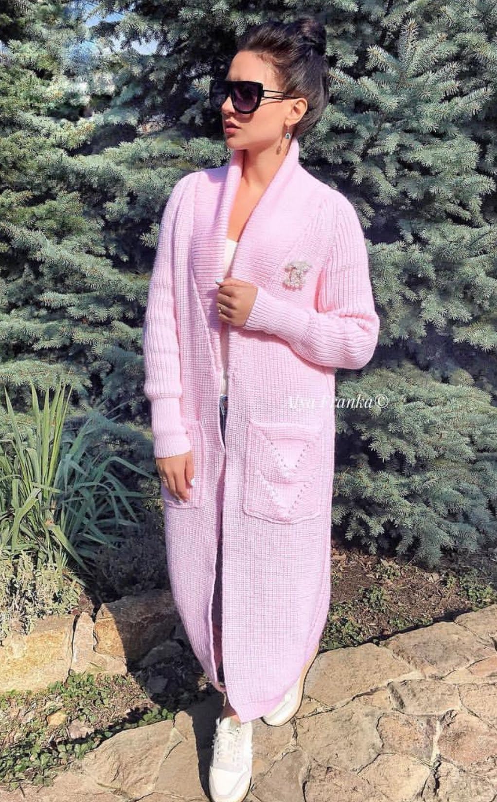 Pink maxi knit Long oversized chunky cardigan Cocoon knit coat Cable knit merino wool maxi knit cardigan womens Chunky eco friendly