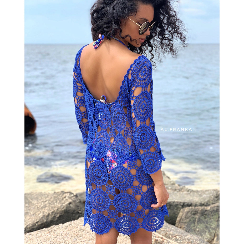 Beach dress/beach Cover-Ups/white crochet dress/mini white cover-ups/cotton crochet dress/crochet vintage/beachwear/lace crochet dress