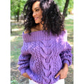 Violet wool cotton Knit Sweater Lavender knitted pullover Purple Oversized sweater Cable knit sweater Crochet chunky sweater Loose knit