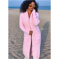 Pink maxi knit Long oversized chunky cardigan Cocoon knit coat Cable knit merino wool maxi knit cardigan womens Chunky eco friendly
