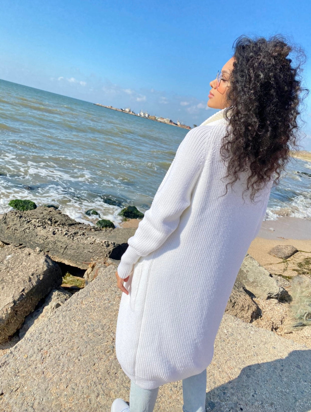 Merino wool chunky knit cardigan White midi Long Maxi Cardigan Long oversized coat Cable knit crochet cardigan sweater Cocoon knit coat