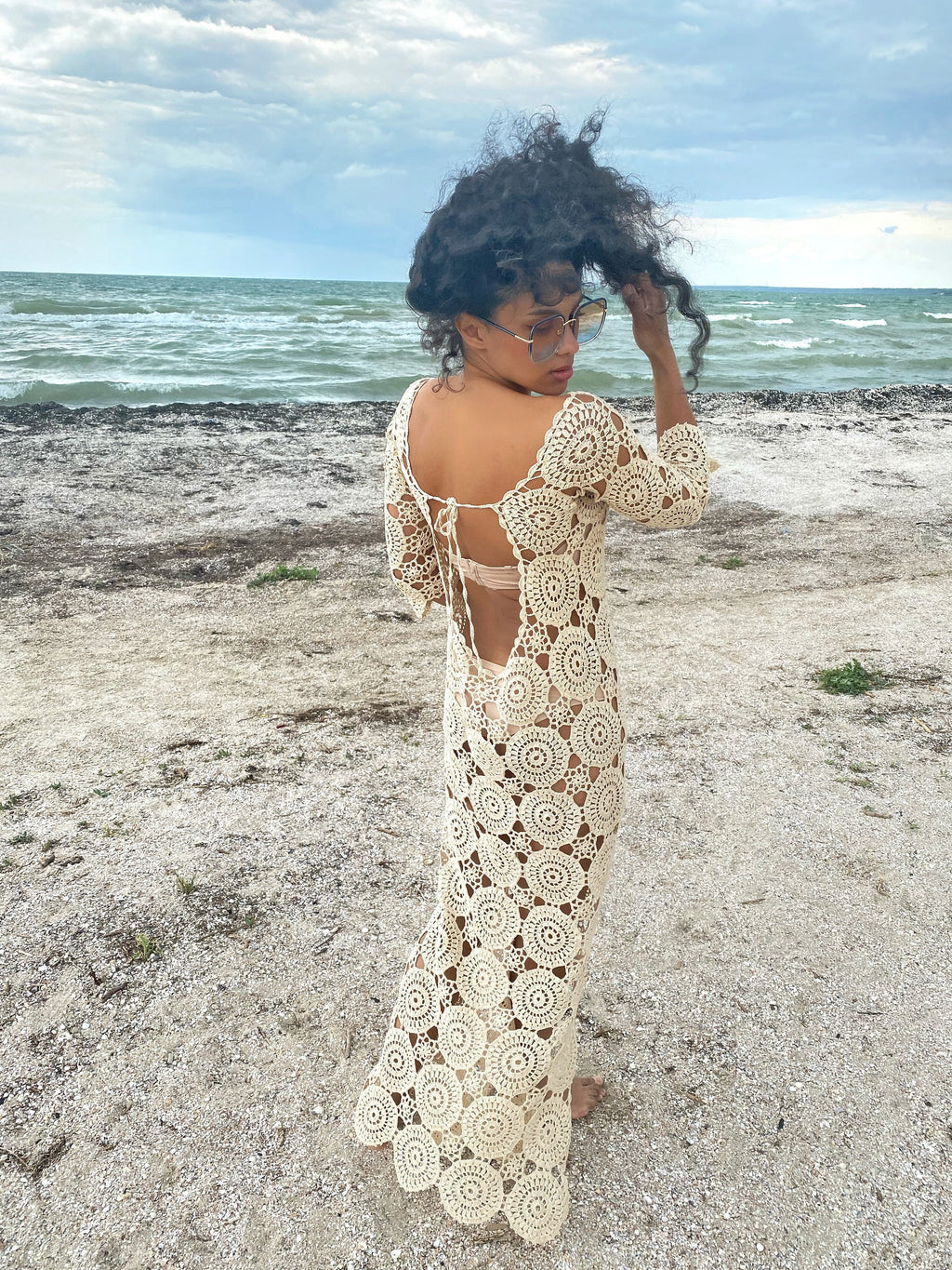 Long crocheted dress cover ups/Turquoise beach dress/Knit Backless Bikini Cover Ups Beachwear/wedding beach dress/ dress for beach wedding