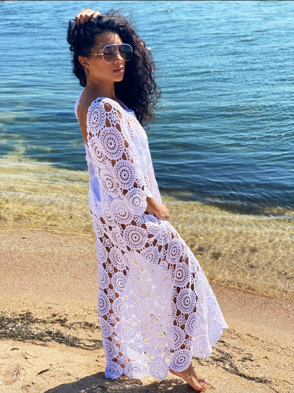 Beach crochet maxi dress/dress for beach wedding beach cover up/Crochet Beach Dress/white beige beach cover up/wedding dress beach boho