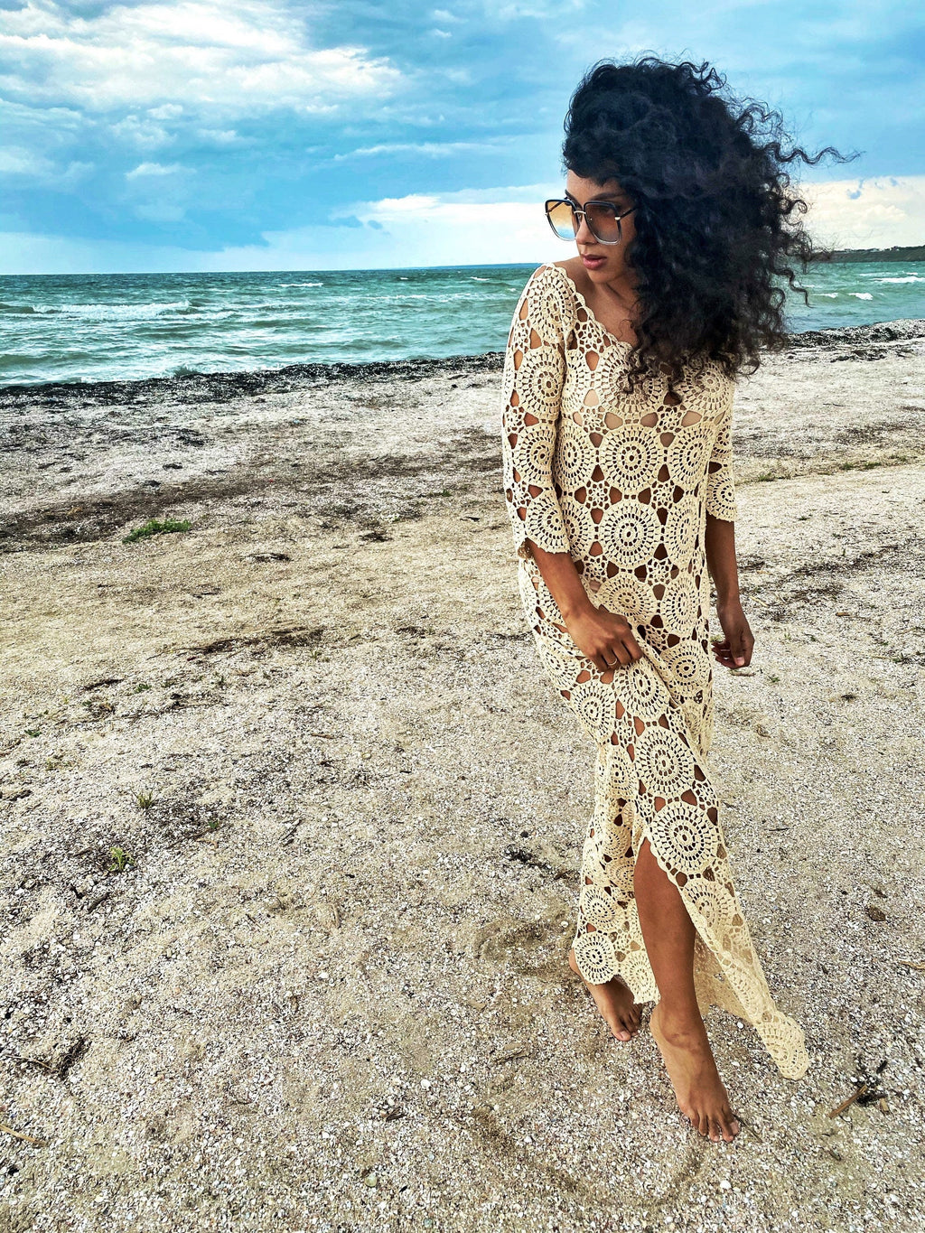Beach crochet maxi dress/dress for beach wedding beach cover up/Crochet Beach Dress/white beige beach cover up/wedding dress beach boho