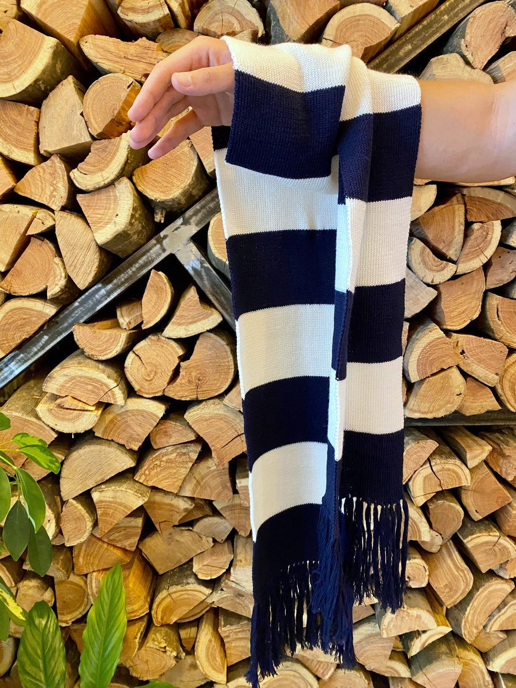 Knitted Striped scarf blue white soft meino knit scarf unisix/long mens scarf with tassels/gift for her him birthday gift