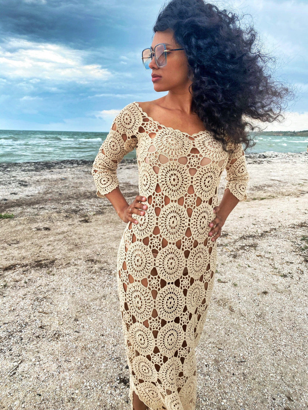 Beach crochet maxi dress/dress for beach wedding beach cover up/Crochet Beach Dress/white beige beach cover up/wedding dress beach boho