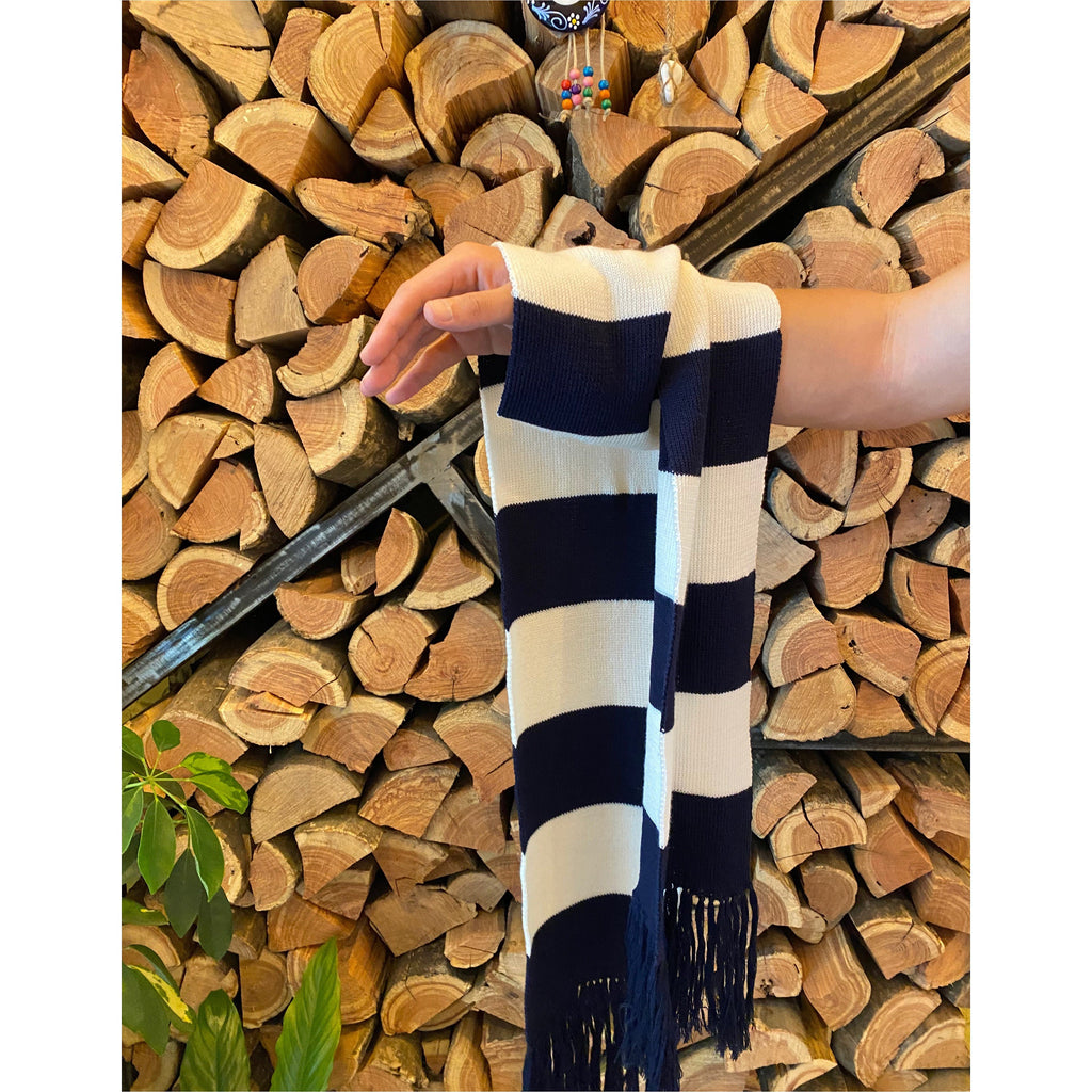 Knitted Striped scarf blue white soft meino knit scarf unisix/long mens scarf with tassels/gift for her him birthday gift