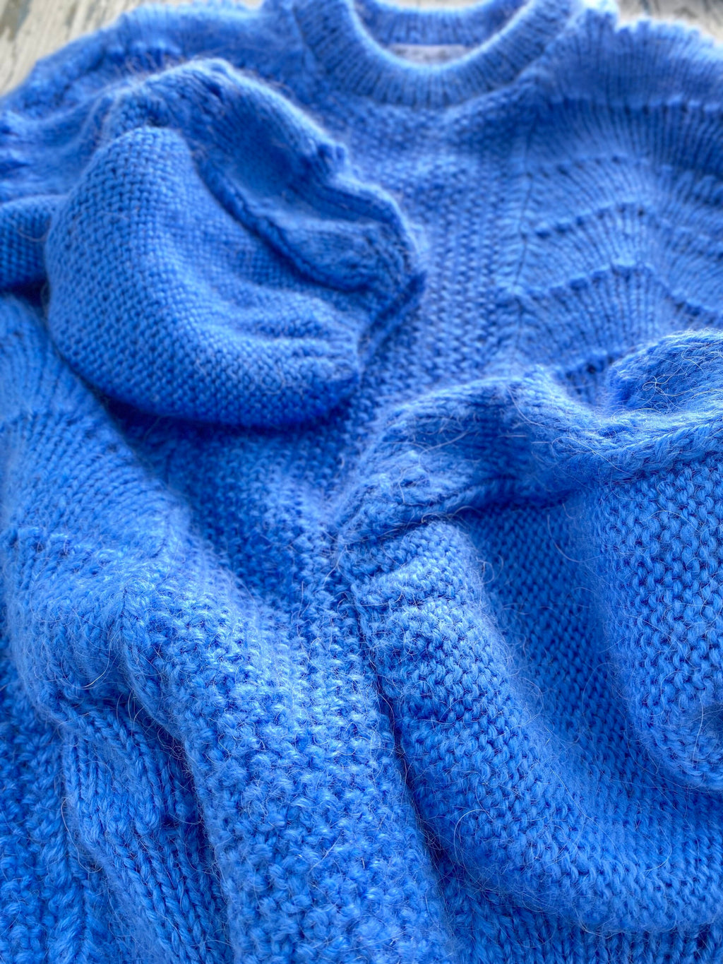 Knitted Winter Womens Mohair Sweater Light Blue Blue Pink Long Sleeve Knitted Pullover Fluffy Puff Sleeve Sweater
