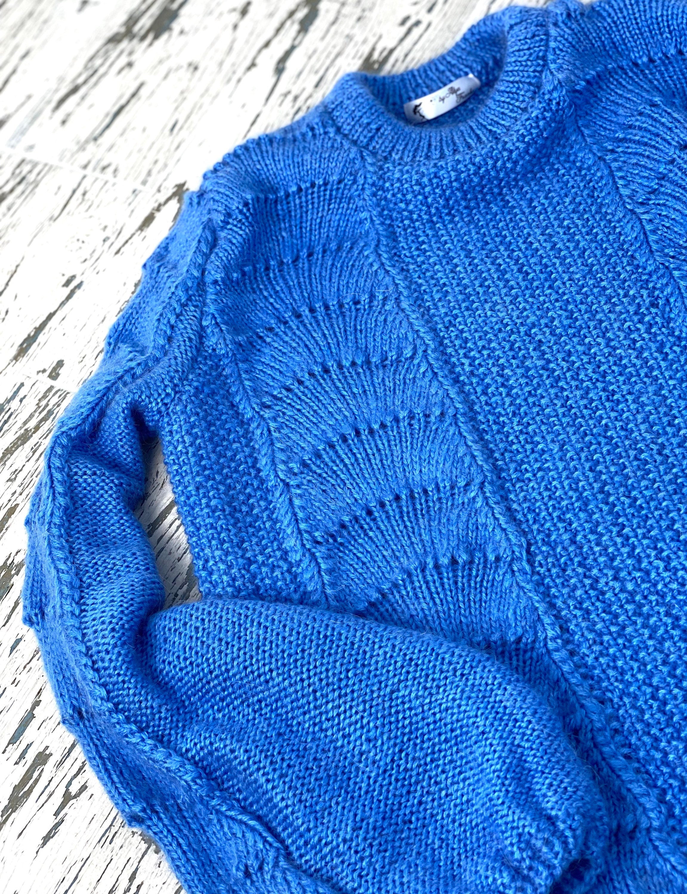 Knitted Winter Womens Mohair Sweater Light Blue Blue Pink Long Sleeve Knitted Pullover Fluffy Puff Sleeve Sweater