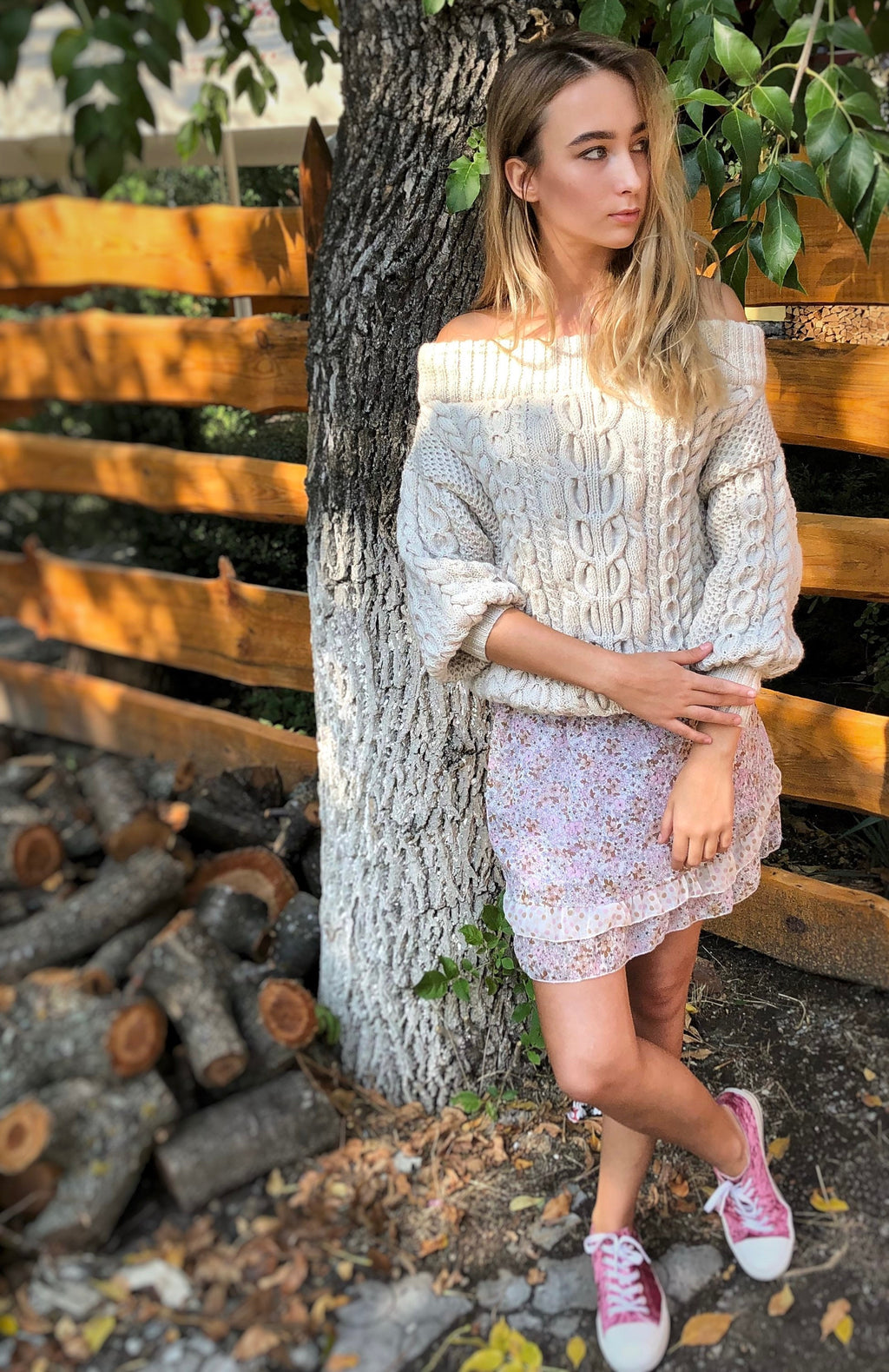 Off the shoulder pastel colors knitted women sweater Chunky oversized pullover in beige Wool Acrylic Cotton Off Shoulder beige One Shoulder