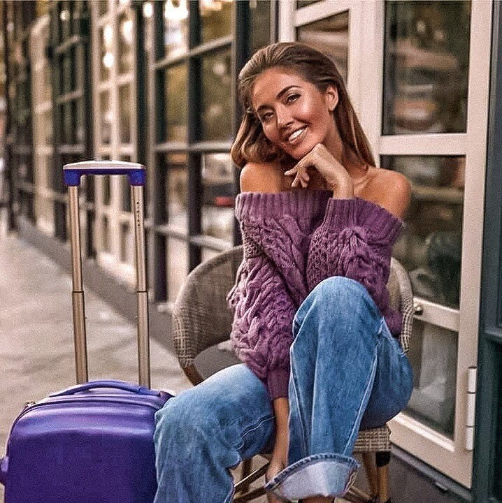 Cable knitted purple Off the shoulder wool sweater Chunky knit violet pullover one shoulder oversized women hand knit winter Fall sweater