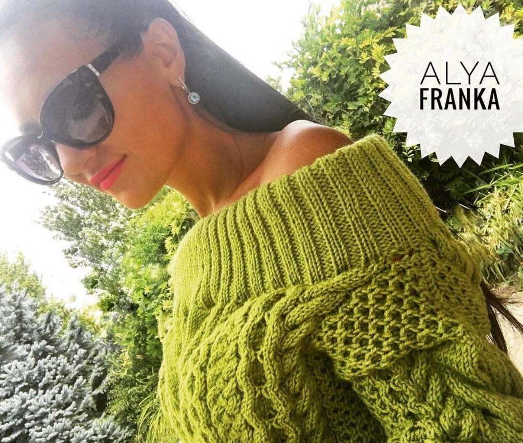 Cable knit wool sweater off the shoulder Green white beige blue orange coral pink emerald chunky one shoulder wool mixture cotton sweater