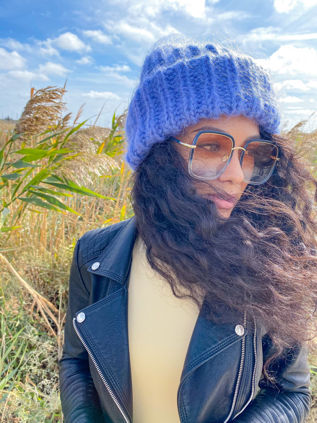 Mohair winter hat blue women Beanie hat blue Knitted fluffy hats Winter accessories Blue mohair Gift for her