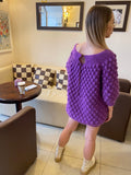 Violet mohair fluffy sweater women Mohair sweater Purple sweater Chunky sweater dress Lilac knit dress Mohaire dress cable knit sweater vest