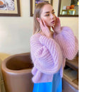 Wedding bolero Mohair cardigan Wedding Cardigan Wool fluffy cape Bridal jackets hawl Knitted jacket Lilac mohair cable knit sweater