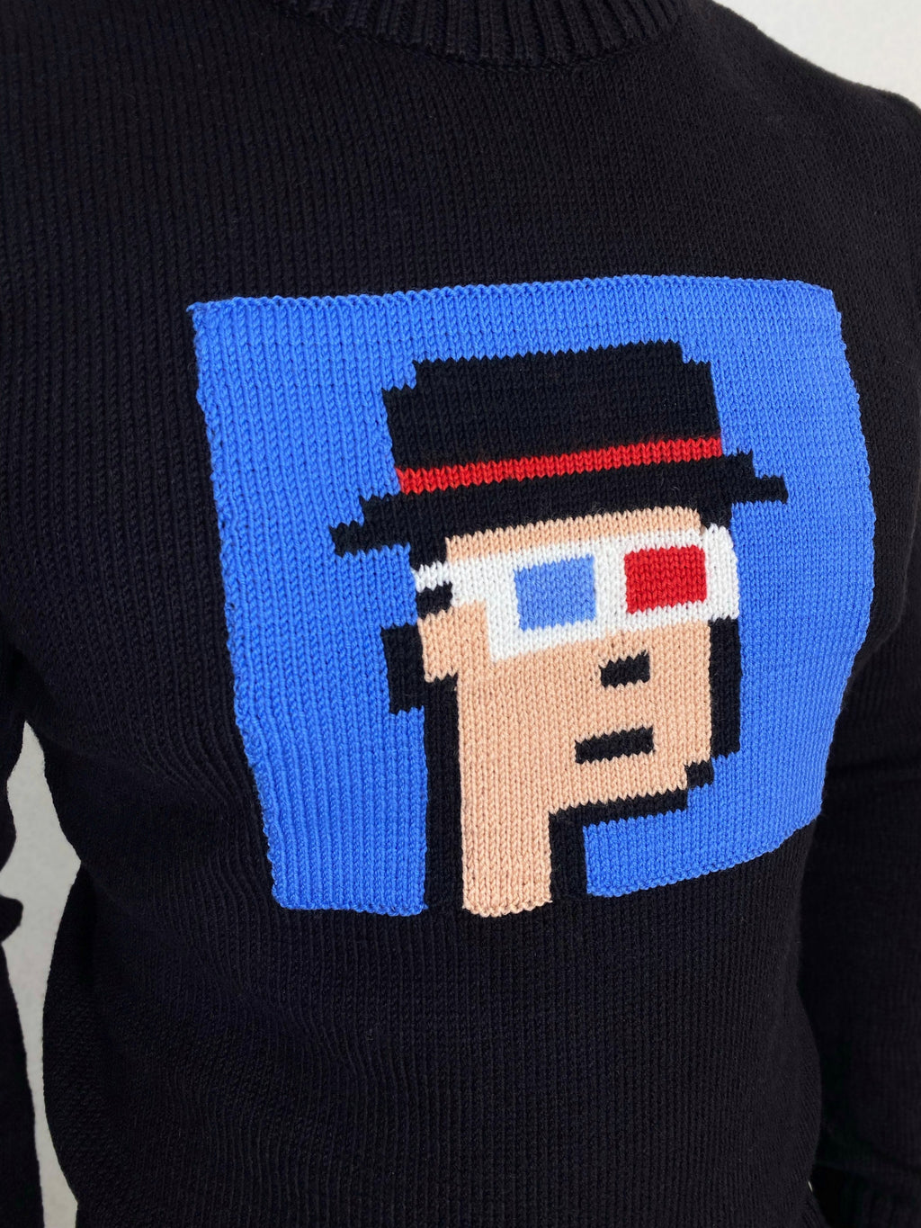 Knit black merino wool sweater Crypto jumper pixel unisex Funny Knit merino black blue bitcoin sweater ethereum ugly sweater gifts for him