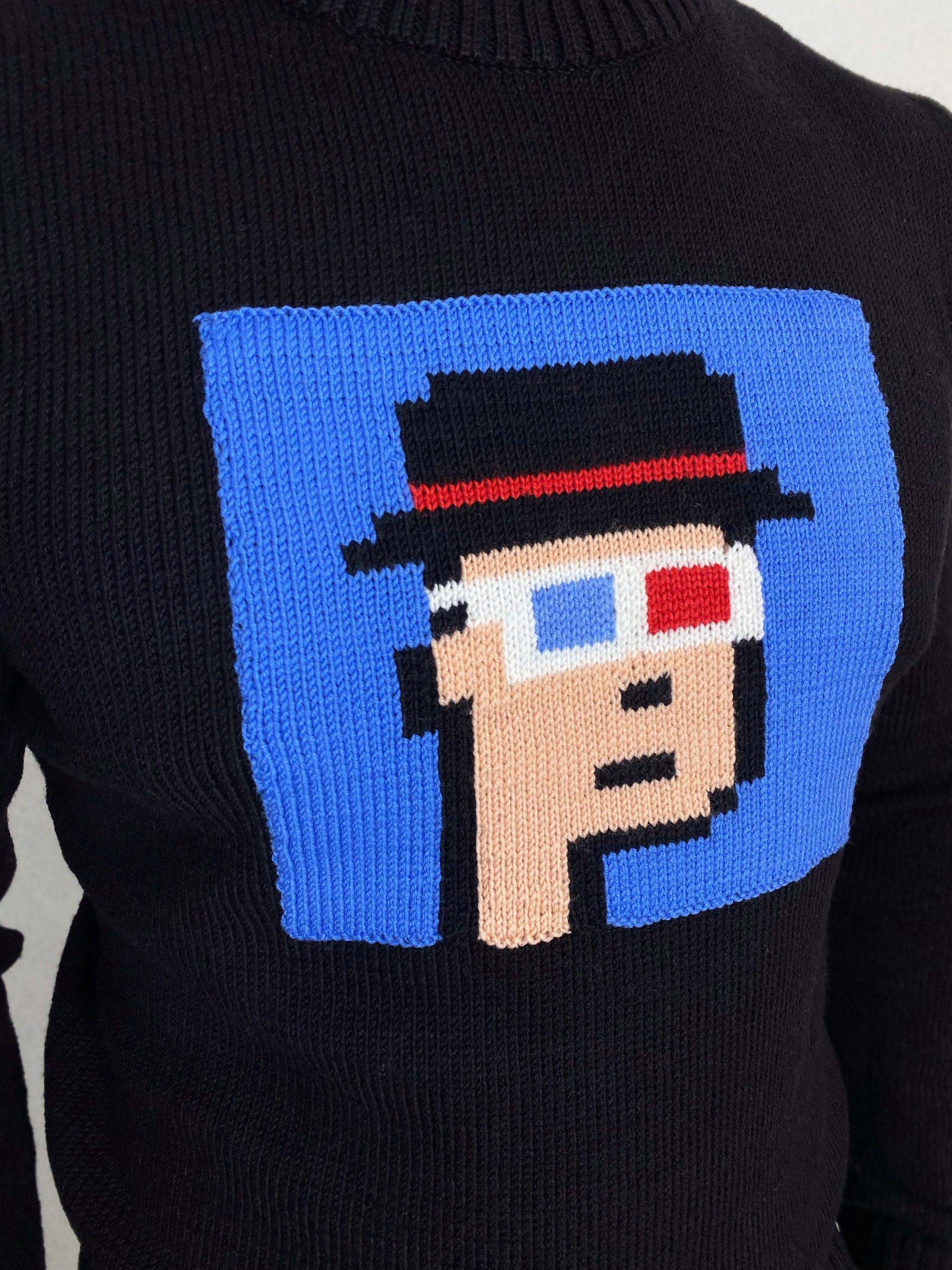 Knit black merino wool sweater Crypto jumper pixel unisex Funny Knit merino black blue bitcoin sweater ethereum ugly sweater gifts for him