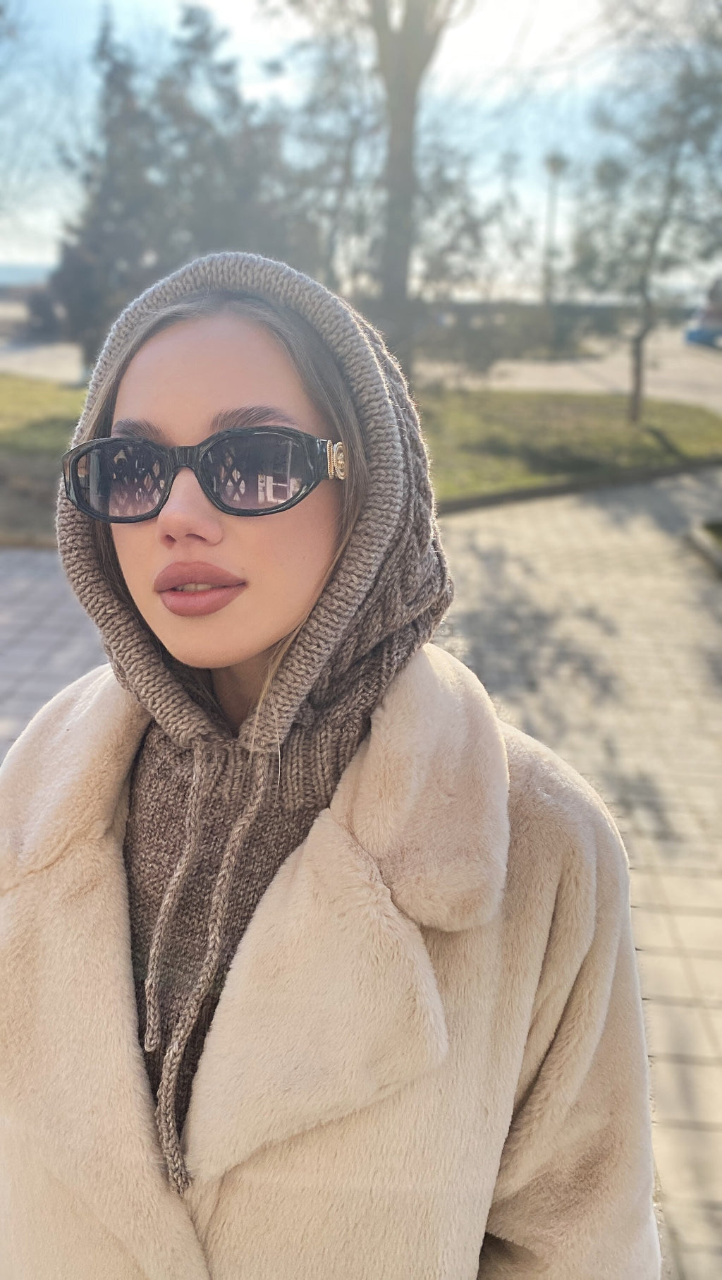 Knit Wool Hooded Scarf Kapor Shirt Hand Knitted balaclava hat Wool Knit Snood Wool Shrug Winter hat scarf Winter gift for her