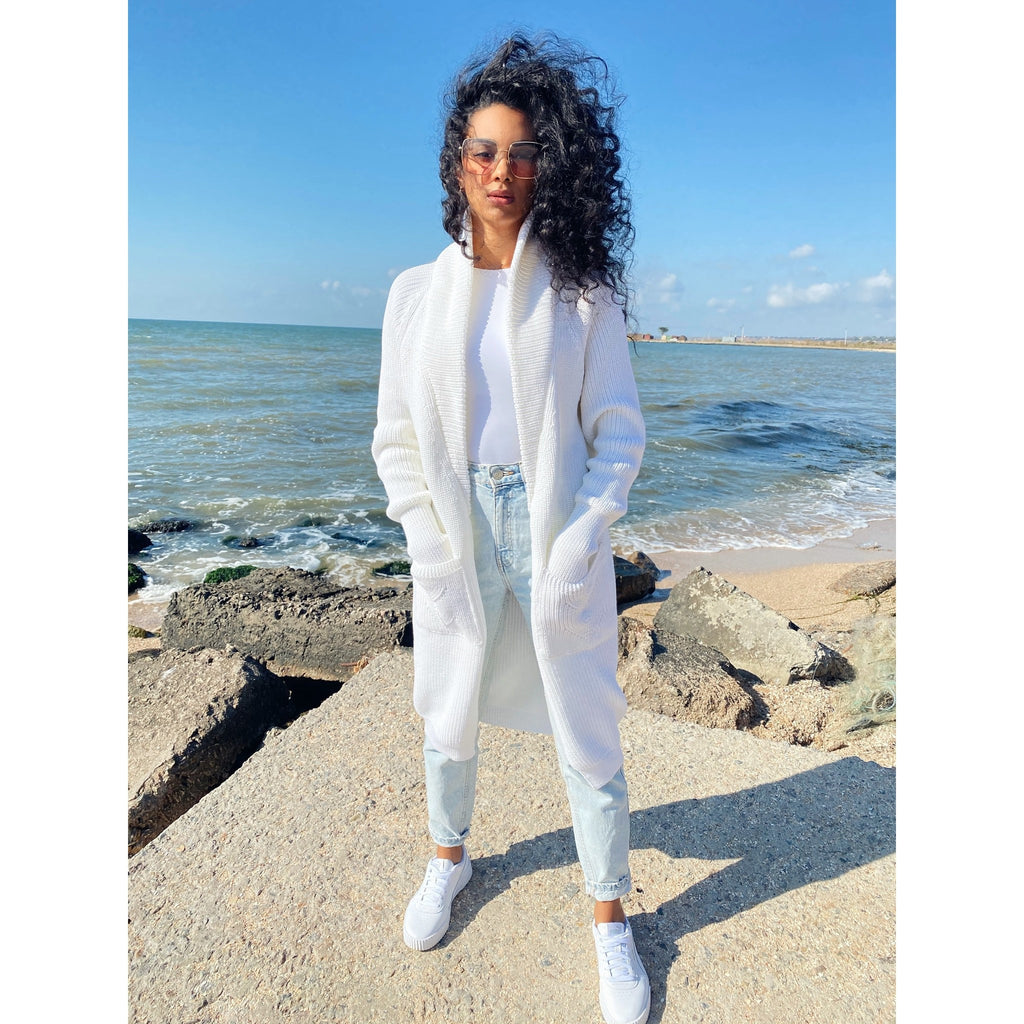 Merino wool chunky knit cardigan White midi Long Maxi Cardigan Long oversized coat Cable knit crochet cardigan sweater Cocoon knit coat