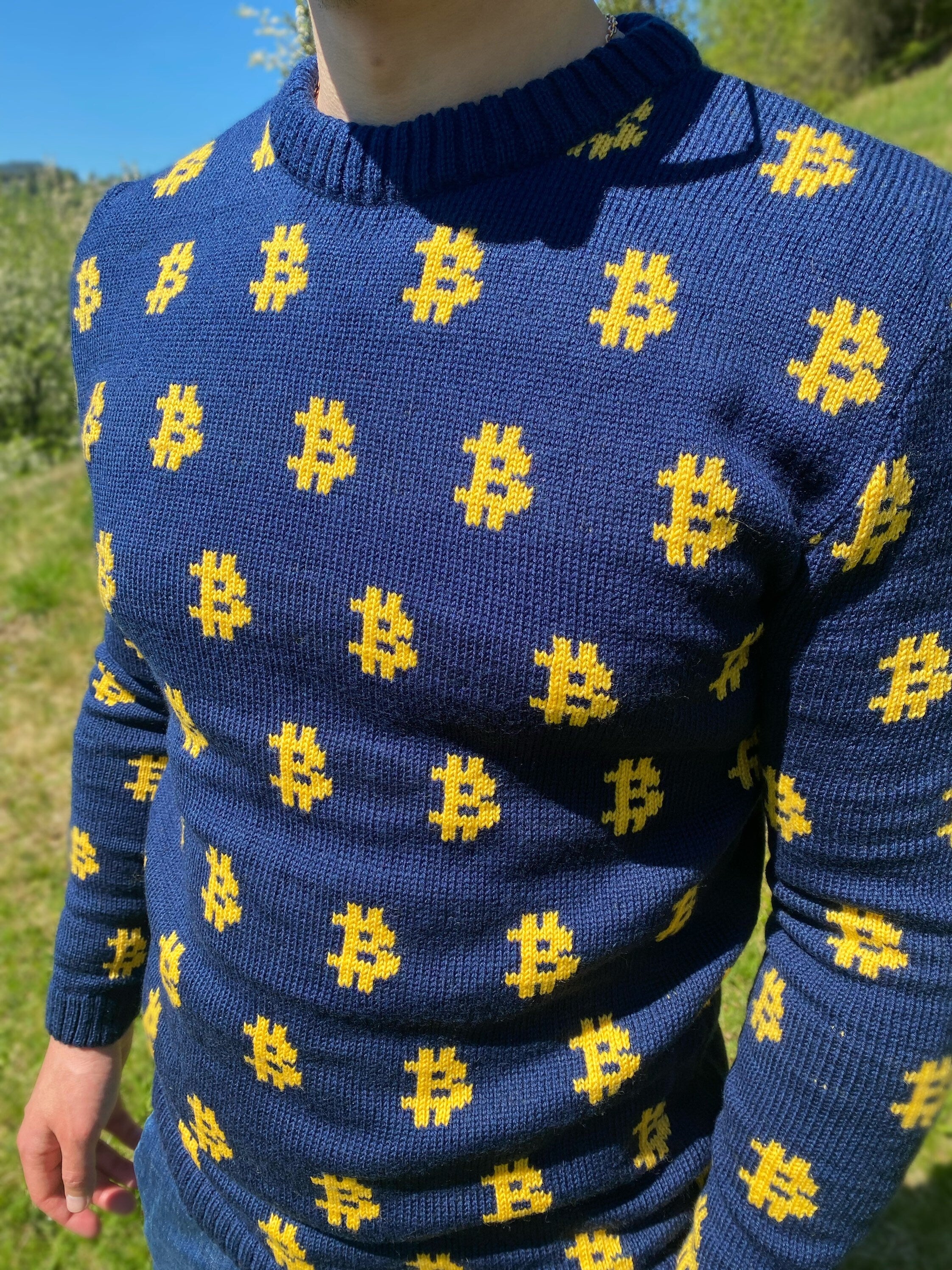 Men Bitcoin knit sweater Crypto clothing Knitted merino funny sweater for him Bitcoin Unisex Crypto Sweater Funny Sweatshirt