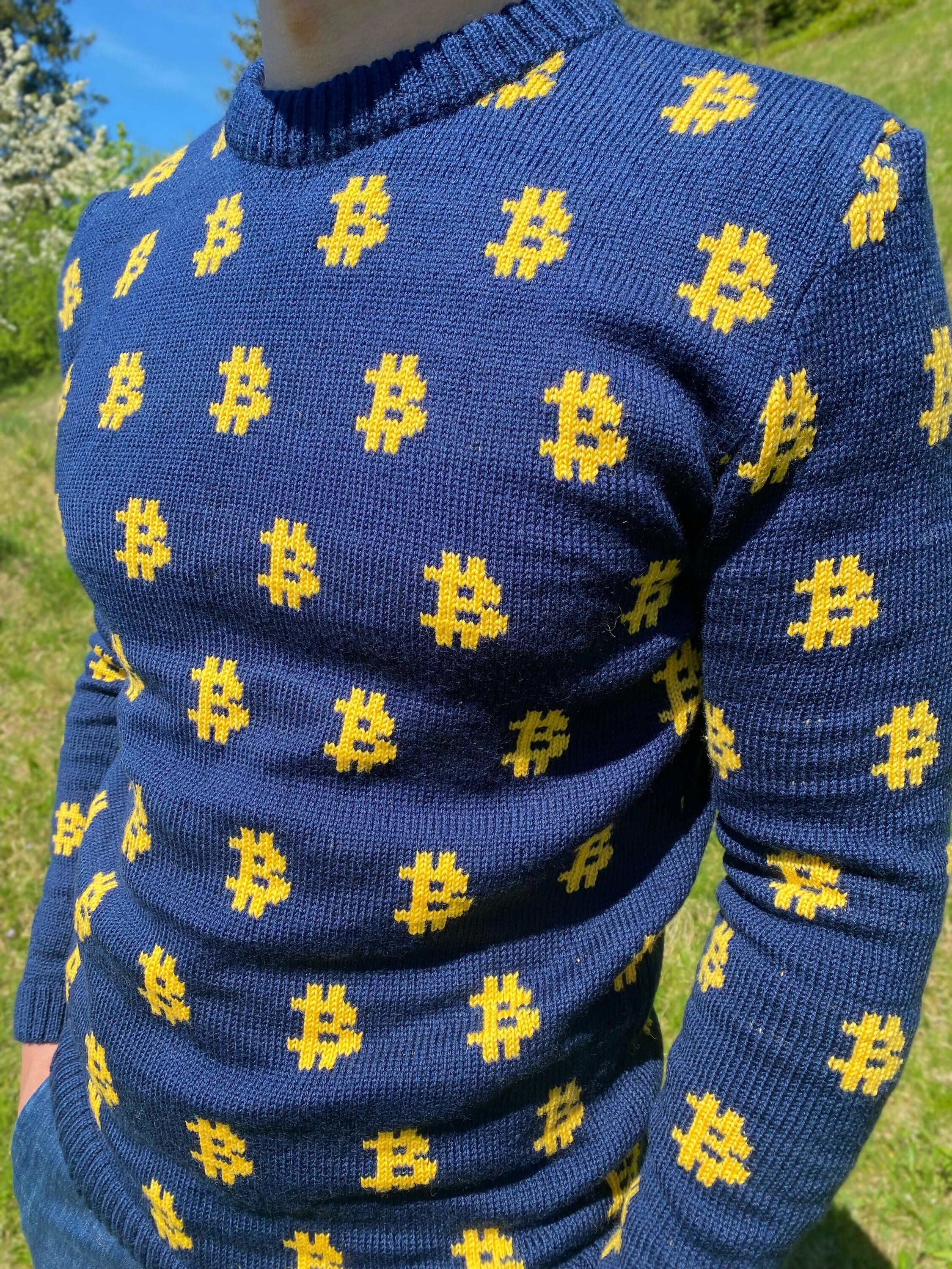 Men Bitcoin knit sweater Crypto clothing Knitted merino funny sweater for him Bitcoin Unisex Crypto Sweater Funny Sweatshirt