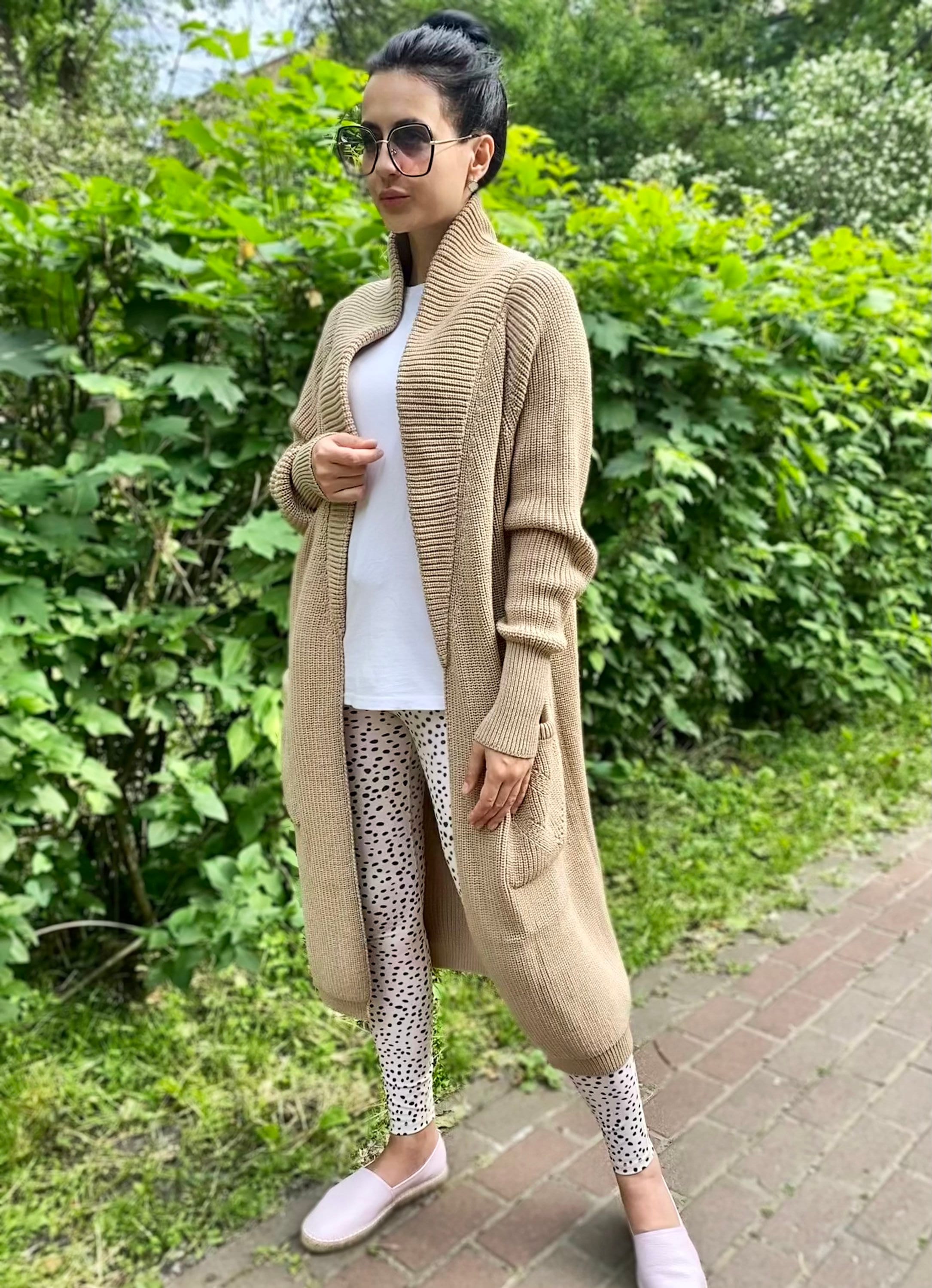 Merino wool chunky knit beige maxi Midi cardigan Long Brown Pastel oversized coat Cardigan sweater cable knit coat Cocoon knit coat