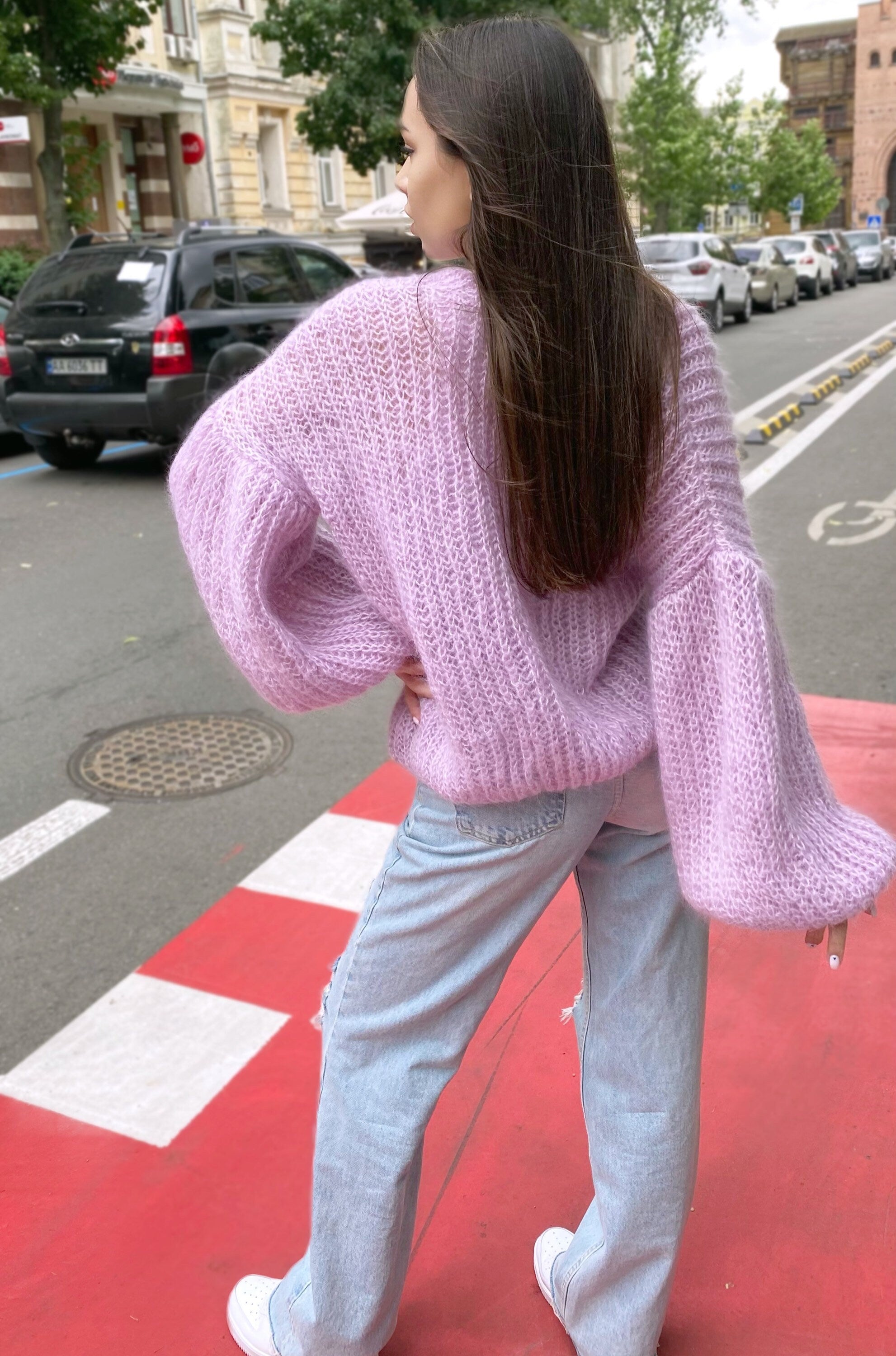 Knit mohair cardigan Mohair bolero Wedding Cardigan Wool fluffy cape Bridal jackets hawl Knitted jacket Lilac mohair cable knit sweater