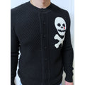 Knitted men cardigan skull bones Rockabilly cardigan Goth Punk Rock'n'roll Skull Crossbones black sweater Wool cardigan buttons Gift for him