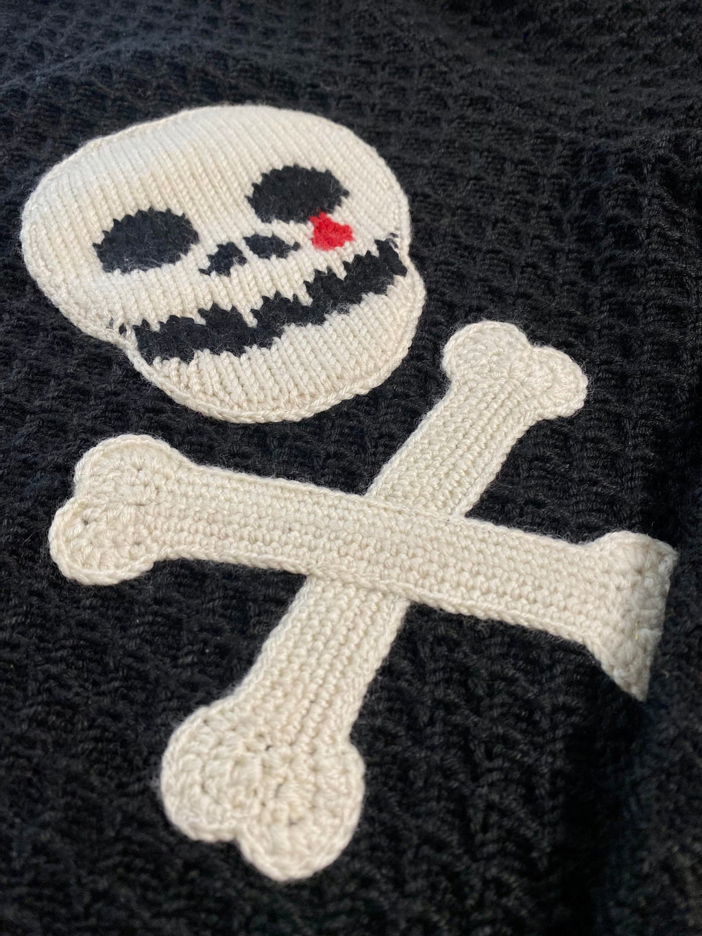 Knitted men cardigan skull bones Rockabilly cardigan Goth Punk Rock'n'roll Skull Crossbones black sweater Wool cardigan buttons Gift for him